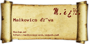 Malkovics Éva névjegykártya